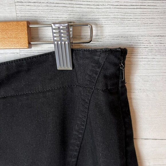 Nic + Zoe Skirt Womens Size 12 Black Asymmetric Geometric Seam Mini Cotton - Picture 9 of 16